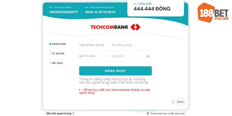 Phương thức nạp VN iBanking